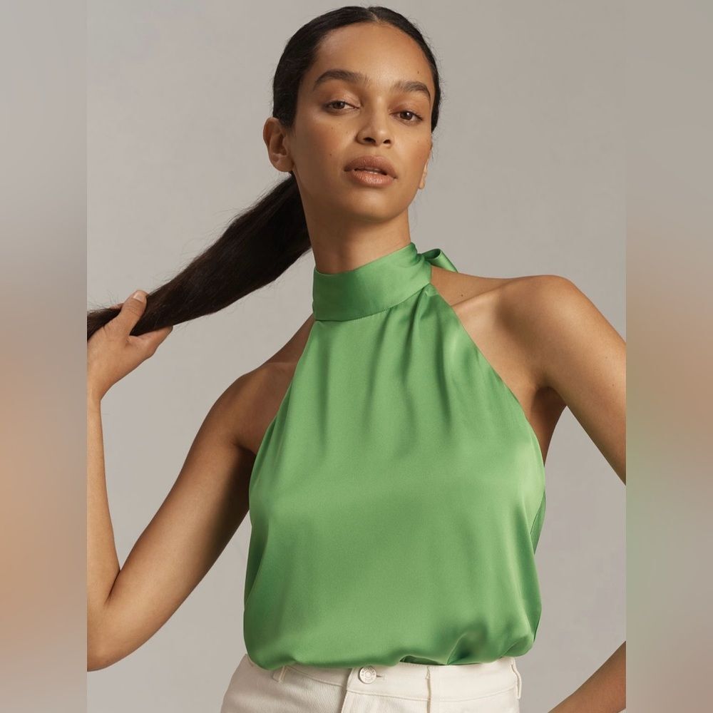 Favorite Daughter Take a Bow Bodysuit Lime Green Size XL Sleeveless Satin
